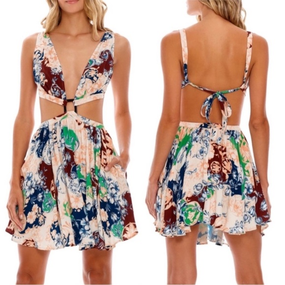 Agua Bendita Gillian Cardumen Floral Print Cutout Mini Dress NWT Size Medium - Picture 2 of 16
